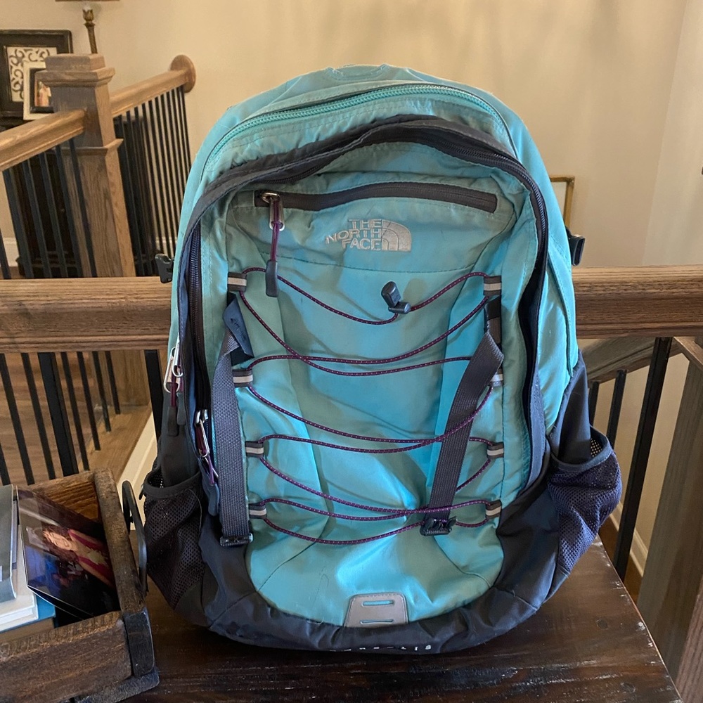 The North Face Borealis teal and purple bookbag